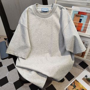 ความยาวกลางหลวมผ้าฝ้ายเสื้อยืดผู้หญิง 2024 ฤดูร้อนใหม่พิมพ์เสื้อแขนสั้น Crewneck สําหรับคู่