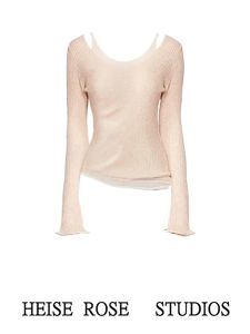 เสื้อถักแขนยาวสีพีช ดีไซน์เก๋ไก๋ ทรงหลวม ทรงเข้ารูป สำหรับผู้หญิง ฤดูใบไม้ร่วง/ฤดูหนาว เสื้อผ้าทำงาน แฟชั่นสตรี