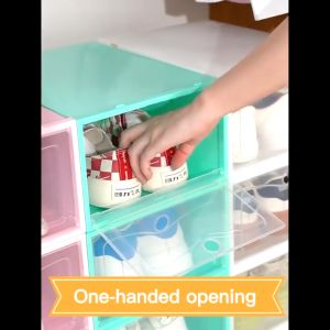 Upgrade Large Size Stackable Shoe Box Storage Organizer Foldable Drawer Case Home Cabinet Shoe Rack