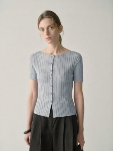 INSIS FEMME | Elegant Simple Ribbed One-Shoulder Knitted Cardigan