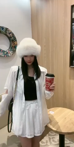 Thick Warm Plush Mongolian Hat Soft Windproof Hooded Cap Sweet Fluffy Plush Fisherman Headgear Hat