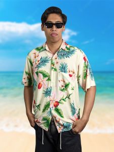 Kemeja Pria Pantai - Kemeja Hawai Pria - Kemeja Motif Bunga | Rocket Bali Ravenala Turquoise