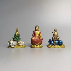 Bộ Tượng Đồng Vàng: Phổ Hiền Bồ Tát Phật ADiDa Và Văn Thù Bồ Tát (TDJ454)