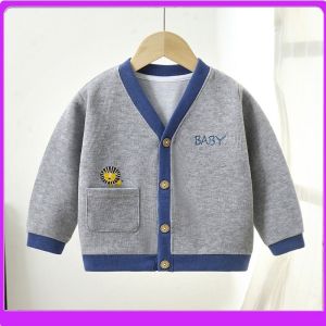 Barababa Clearance Sale Boys Spring Autumn Knitted Cardigan Jacket Baby Girls Knitwear V-neck Single-button Regular Thickness