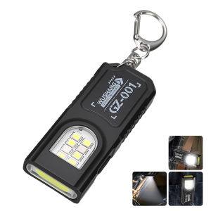 Powerful Mini COB LED Keychain Flashlight USB Rechargeable Hanging Work Light Waterproof Keyring Camping Walking Pocket Lamp