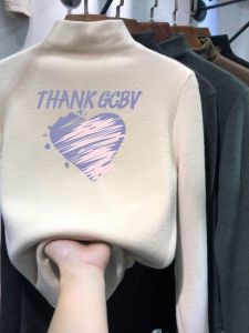 เสื้อยืดคอกลมแขนยาวผู้หญิง เสื้อชั้นในหนา ทรงสลิมฟิต ผ้าฝ้ายผสมโพลีเอสเตอร์ ฤดูใบไม้ร่วง 2023 แฟชั่นเกาหลี