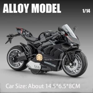 MAKEDA | 1:14 H2R S1000RR V4S Motorcycle Model Toys Metal Diecast Shock Absorption Sound Light Pull Back Toy Motorbikes for Children Gift