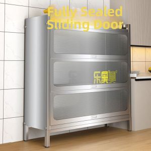 DANBIYIN | Kitchen Storage Rack 304 Stainless Steel Multilevel Cabinet with Doors