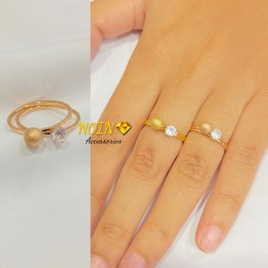 Cincin Wanita Titanium 2 Layer Gaya Korea Tidak Karat Double Ring
