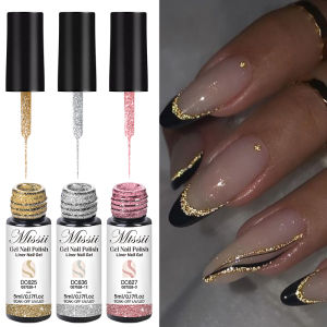 3/6PCS Reflective Glitter Liner Gel Nail Polish Set Gold Silver Bright Sparkling Liner Gel Semi Permanent Nail Painting UV Gel