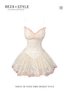 HEZA French Style Lace Halter Dress Women Summer Beach Vacation Waist Cinched Flared Short Skirt Large Size Commute Korean Style