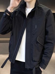 ROMON | แจ็คเก็ตผู้ชาย Romon ฤดูใบไม้ผลิและฤดูใบไม้ร่วง แจ็คเก็ตกันลมแบบสั้นลำลองสำหรับกลางแจ้ง แจ็คเก็ตแบบสวมหัวแบบมีฮู้ด