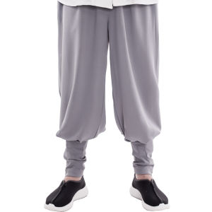 Qinzu New Mens Summer Thin Ice Silk Hemp Monastic Pants Loose Trousers Wind Monk No Tie Leggings Casual Loose Fit Long Trousers