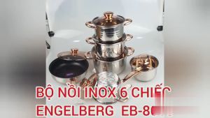 Bộ nồi inox ENGELBERG 5 đáy bội nồi đức bộ nồi 6 móntráng men vàng cao cấp chống dính dùng được mọi loại bếp hình ảnh thật 100%Bộ nồi nhà bếp Bộ nồi nấu bếp điện từ bộ nồi nấy bếp gas Bộ nồi đức 6 món giá rẻ