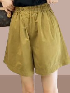 plus Size High Waist Loose Elastic Wide Leg Short Pants Womens Casual Summer New Style Conceal Meat Slimming Age Reduction