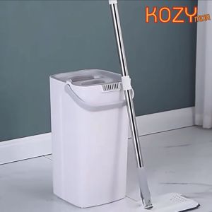 kozimor ชุดไม้ถูพื้นแบบรีดน้ำ ไม้ม็อบพร้อมถังรีดน้ำ ไม้ถูพื้นหัวแบน หมุนได้360องศา Flat mop ไม้ม็อบ