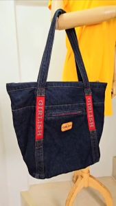 AEIOU No.291 กระเป๋ายีนส์ Girlish ทรงสะพายไหล่ Shopping รุ่น Line Sport ลิขสิทธิ์แท้