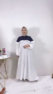 CARLINA NAZWA GAMIS JUMBO PLISKET KOMBINASI ONDE POLKADOT WANITA MAXI MEWAH