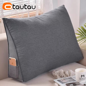 OTAUTAU Triangle Cushion Cover Faux Cotton Linen Backrest Pillowcase for Bed Sofa Chair KD001【Just Pillowcase!No Filler!】