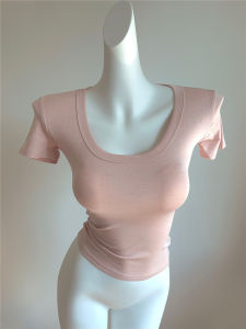 Áo Thun Tay Ngắn Cổ Chữ U Sâu Ôm Vừa Vặn Pure Desire Human Peach Pure Desire Private Wardrobe Summer 2025 Áo Thun Nữ