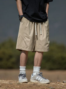 Quần Short Công Sở Màu Nâu Mùa Hè Rộng Rãi Quần Dài Thường Ngày Phong Cách Đường Phố Mỹ Cổ Điển Quần Năm Điểm Mountain Series