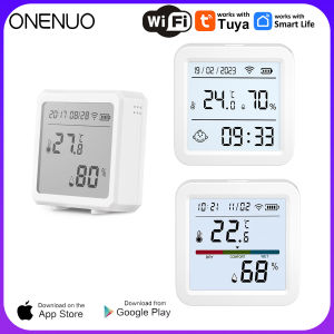 ONENUO Smart WIFI Temperature Humidity Sensor Hygrometer Thermometer Tuya Smart APP Remote Moniter Support Alexa Assistant