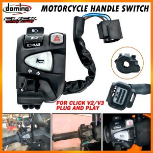 E&M Domino Handle Switch For Honda Click V2/V3 125i/150i with Pssing Light Hazard Light PLug and Play Made in Thailand