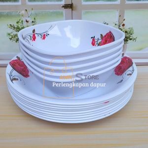 Turun Harga Peralatan Makan Piring Mangkuk Melamin Motif Tebal dan Tahan Panas