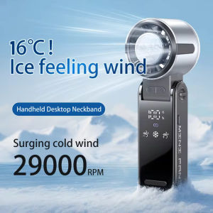 Semiconductor Refrigeration Portable Fan 3600mAh Rechargeable 100 Wind Speed Handheld Fan LED Digital Display High Speed Turbofan