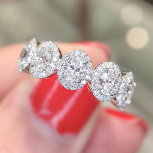 Nhẫn Hình Bầu Dục Thanh Lịch Đính Đá Cubic Zirconia Dành Cho Nữ Nhẫn Cưới/nhẫn Đính Hôn Thời Trang Màu Bạc/vàng Trang Sức Thời Trang Kiểu Gài Móng.