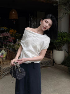 ZHILU | Slimming Off-Shoulder Summer Shirt Women Loose-fit