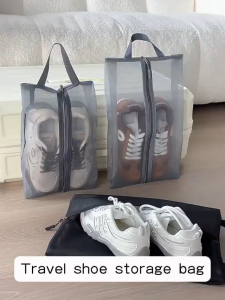 2PCS Travel Shoe Bag Visible Breathable Mesh Portable Dustproof Storage Organizer