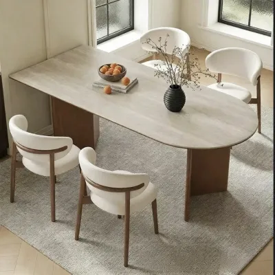 Marble Stone Oval Dining Table French Vintage Style