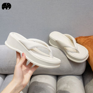 รองเท้าแตะส้นหนาสำหรับผู้หญิงในช่วงฤดูร้อน พื้นนุ่ม กันลื่น สวมใส่สบาย รองเท้าแตะแบบสวมสบาย สไตล์เกาหลี