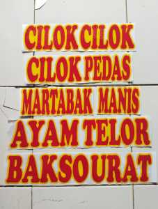 Stiker Tulisan Dagang untuk Etalase dan Gerobak Bisa Custom