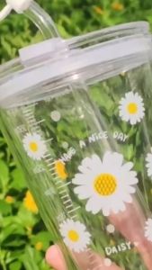 BOSSLU Mug Gelas Tumbler Dengan Sedotan Go Green Milk Cup Tumbler Glass With Straw 6WQ730