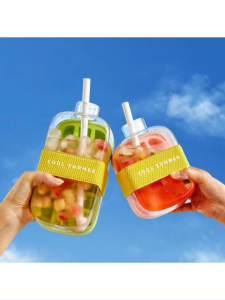 Portable Ice Cube Tumbler with Straw OneTouch Ice Mold Leakproof Water Bottle for Women Students