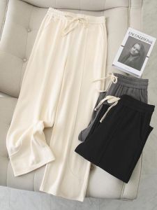 Quần Ống Rộng Cạp Cao Thường Ngày Cho Nữ Mùa Xuân Thu Quần Ống Đứng Rộng Rãi Thoải Mái Cỡ Lớn Quần Ống Rộng Che Mông