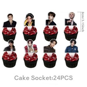 Kpop SK Theme Disposable Tableware Idol Party Paper Plate Napkin Straws Cup Tablecloth Fans Birthday Party Decoration Supplies