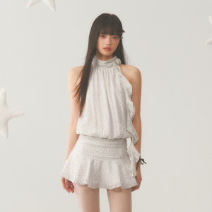 Weekend hub | Halter Sleeveless Polka Dot Summer Dress