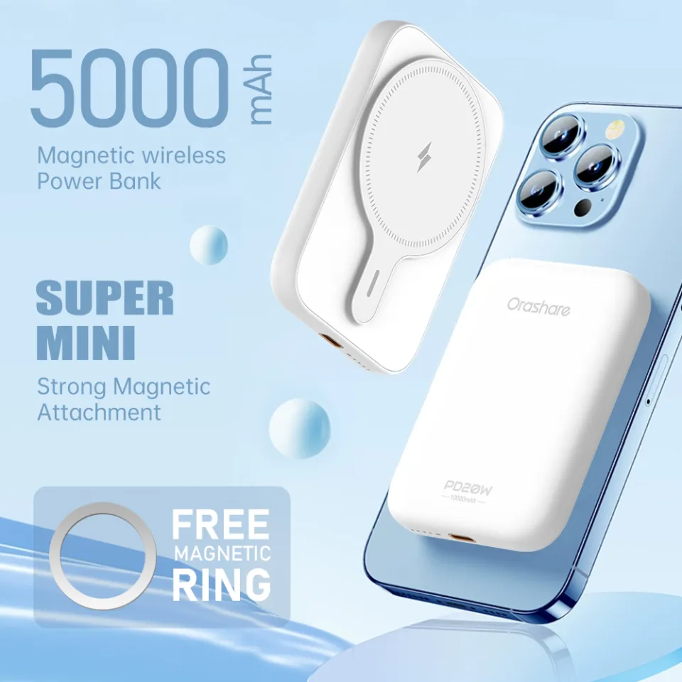 Orashare MG05 20W Wireless Magnetic Fast Charging Powerbank Strong Magnet  Force 5000mAh Wireless Power Bank Super mini and Compact, for Travel