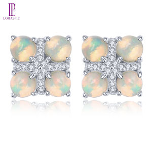 Lohaspie Jewelry Pure 1.1 Carats Solid Sterling Silver 925 Stud Earring Original Natural Opal Stud Earring Opal Stone Original Opal Birthstone Earring For Women Silver 925 Jewelry