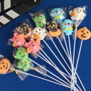 Long Stick Lollipops Halloween Cotton Candy Soft Candy Festival Decoration Cartoon Candy Funny Carnival Activity Small Gifts