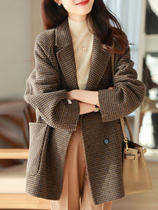 Elegant Plaid Suit Jacket for Women Spring Autumn New Style Middle Age Mom Top Large Size Fashionable And Noble Western Clothes