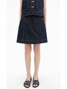 Vintage Cotton Blend Denim A-Line Skirt
