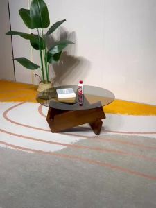 Center Table Living Room Sofa Table Sofa Side Table Coffee Table With Storage Side Table Cafe Table Tempered Glass Solid Wood Tea Table Bed & Breakfast Modern malist Design 茶几