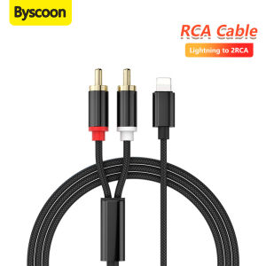 Byscoon Lightning to RCA Cable Audio Aux Adapter Y Splitter Aux Cord For iPhone 14 13 12 11 Pro for AmplifierCarSpeaker
