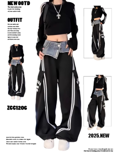 Quần Jeans Denim Ống Rộng Dài Đến Sàn Phong Cách Mỹ Cho Nữ Mùa Thu Quần Thường Ngày Dệt Kim Cắt Dọc Thẳng Cạp Cao