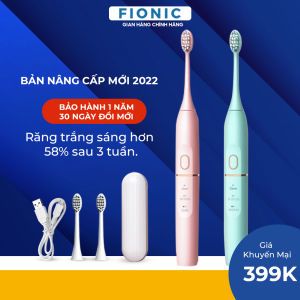Bàn Chải Đánh Răng Điện Tự Động Siêu Âm Trắng Răng Dành Cho Người Lớn FIONIC ET16 Cặp Đôi Lông Mềm Có Thể Sạc Lại