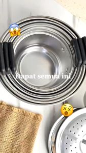 QME 12in1 Panci Steamer Set Stainless isi 5 pcs + 2pcs Kukusan Panci Bahan Tebal PREMIUM/Panci Stainless set